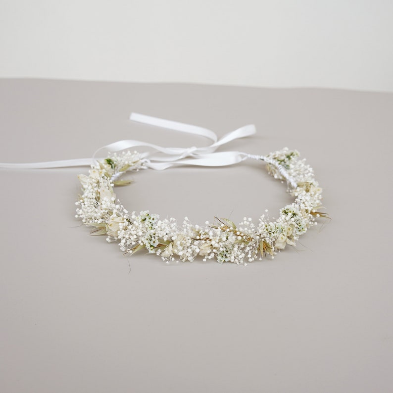 Couronne de gypsophile, couronne de fleurs séchées, couronnes de mariée, couronne de mariage, couronne de mariée bohème