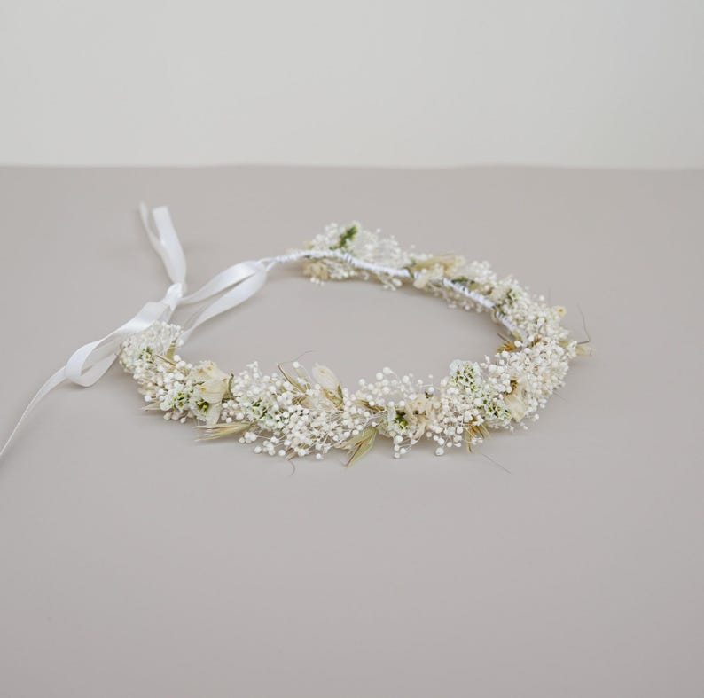 Couronne de gypsophile, couronne de fleurs séchées, couronnes de mariée, couronne de mariage, couronne de mariée bohème