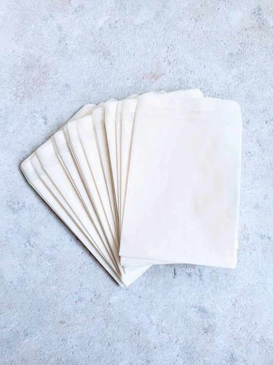 Enveloppes en cristal à décoller et à sceller. Écologiques, biodégradables, compostables et au pH neutre. Pochettes pour cadeaux de mariage. Sacs cadeaux. À faire soi-même.