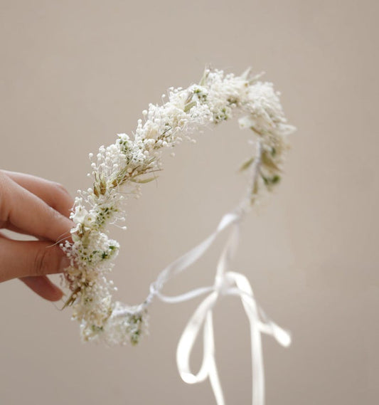 Couronne de gypsophile, couronne de fleurs séchées, couronnes de mariée, couronne de mariage, couronne de mariée bohème