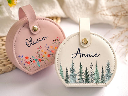 Coffret à bijoux personnalisé, coffret à bijoux avec fleur de naissance, cadeaux de mariage pour demoiselle d'honneur, coffret à bijoux de voyage avec nom, coffret à bijoux, cadeau d'anniversaire pour femme